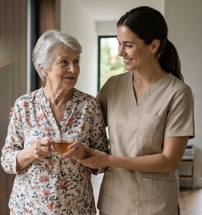 Asistent pomaga starejši osebi