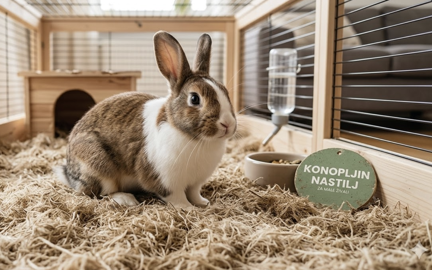 Zajec na konopljinem nastilju